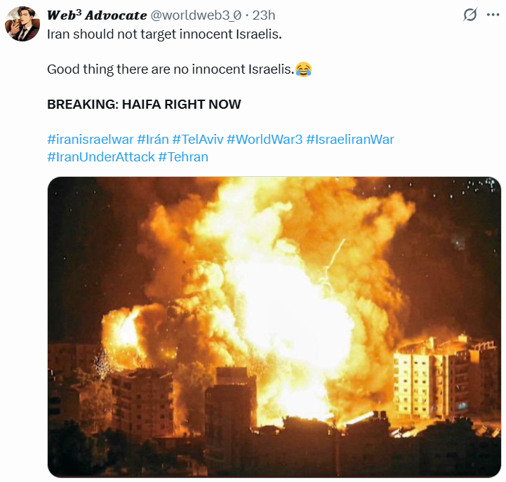 an Iranian missile strike on Haifa, Israel