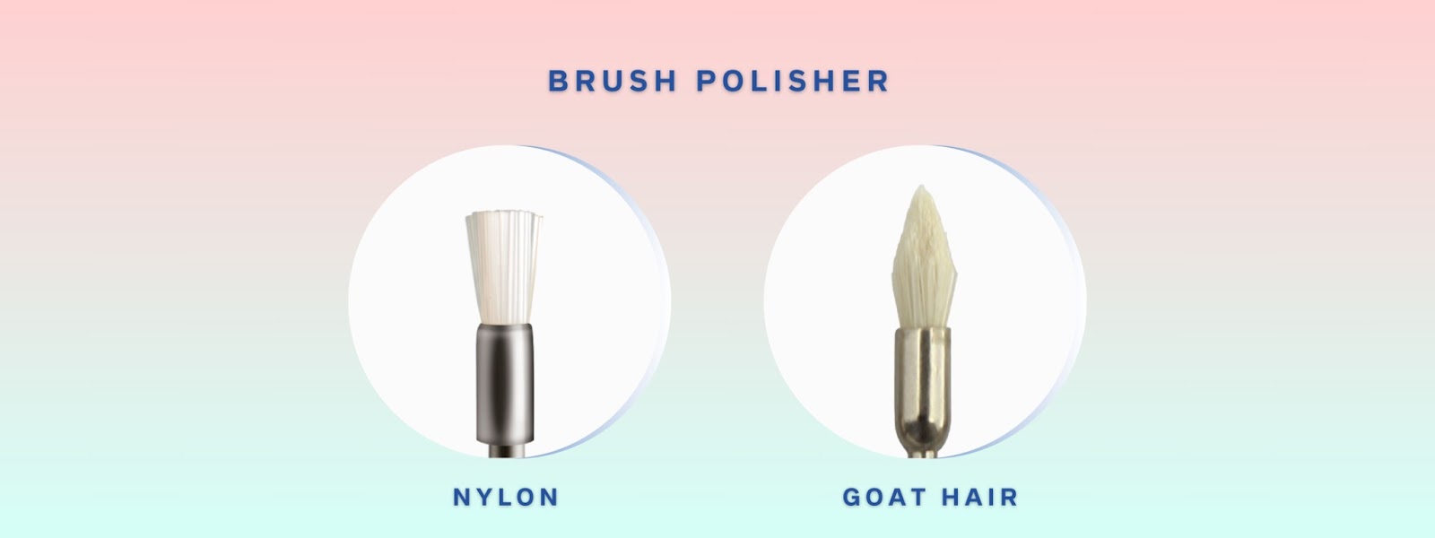 Mr. Bur Soft Goat Hair Polishing Brush HP for final high-shine polishing of acrylics, metals, and ceramics in prosthodontic procedures.