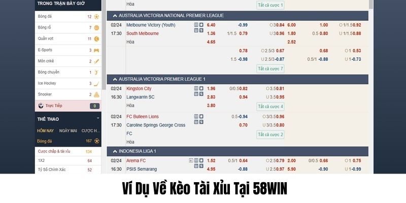 Cập nhật ví dụ về cược O/U tại trang web