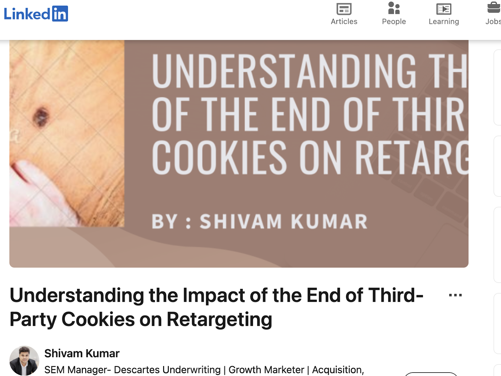 Shivam Kumar's LinkedIn post