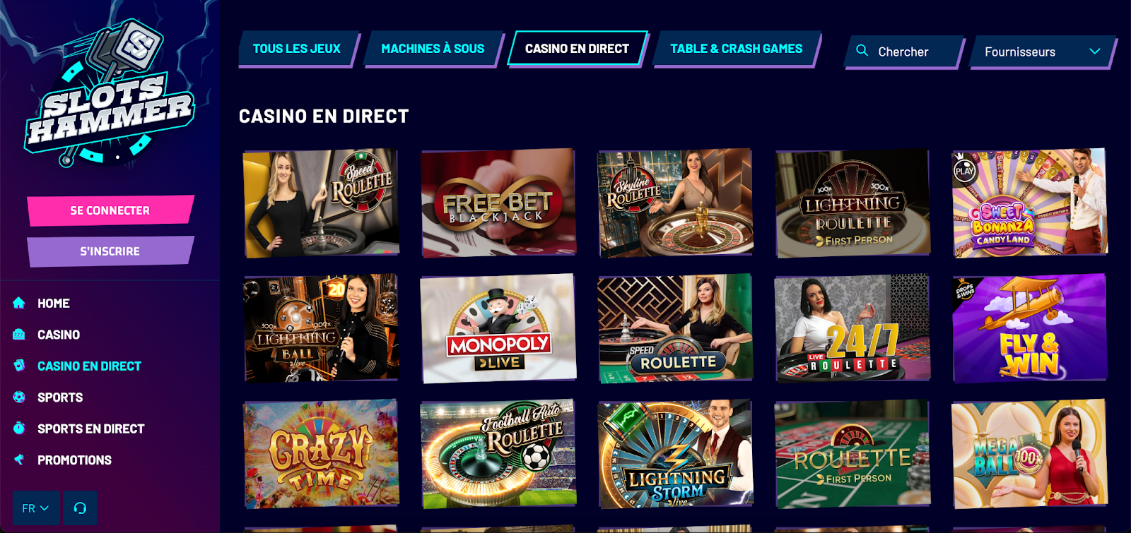 slots hammer jeux en direct