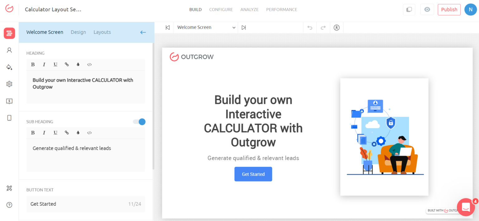 outgrow builder- interactive assessment