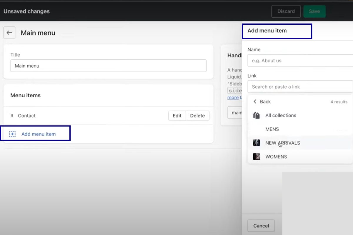 How To Add a Menu Item on Shopify 4