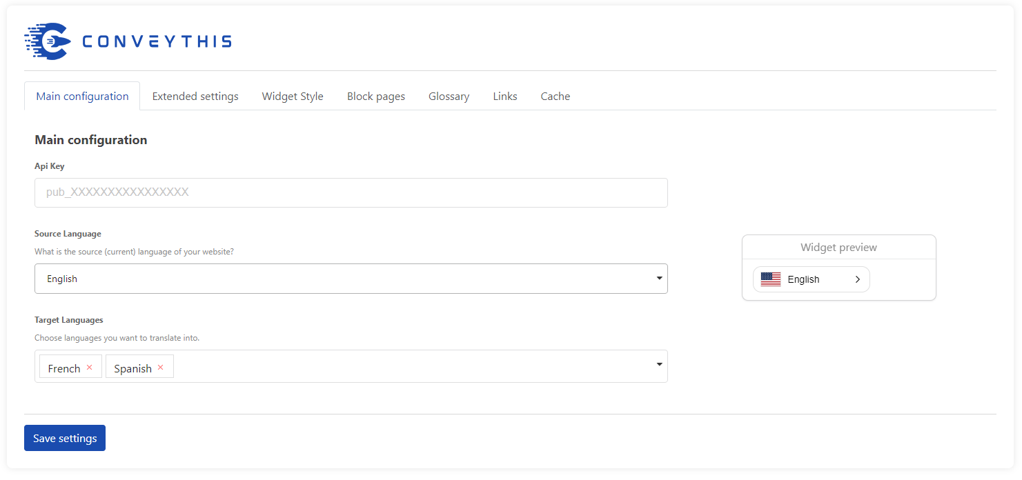 ConveyThis WordPress translation plugin