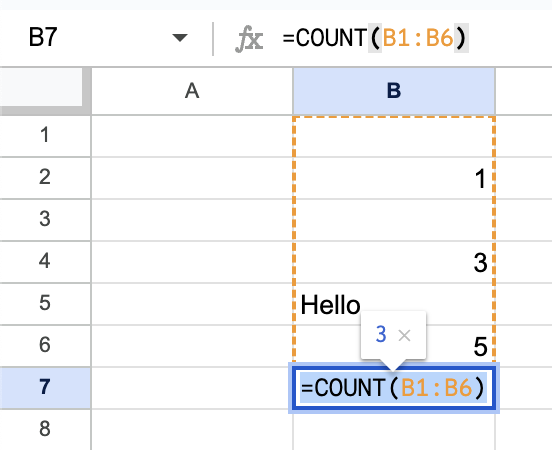 COUNT in Excel 