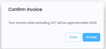 Invoice total confirmation message