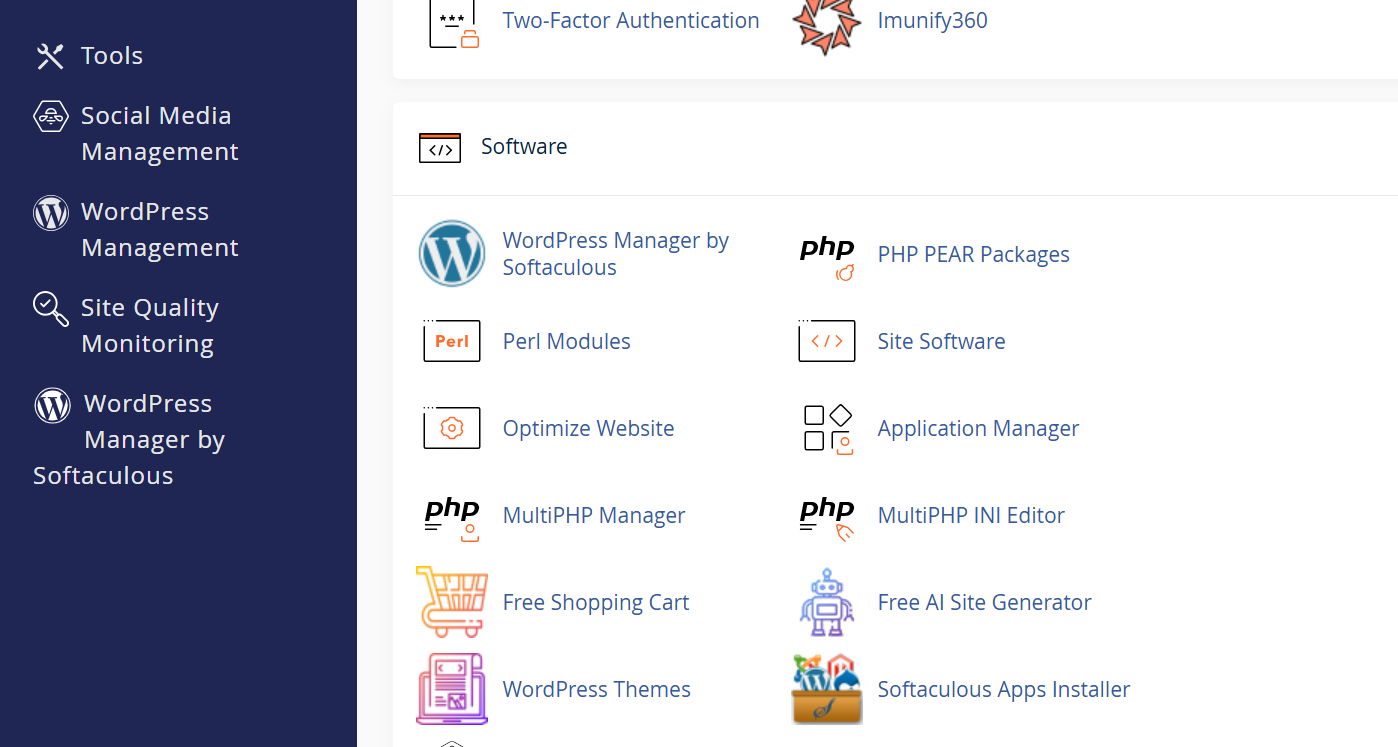 A screenshot of tools section on cPanel where to find softaculous Apps Installer