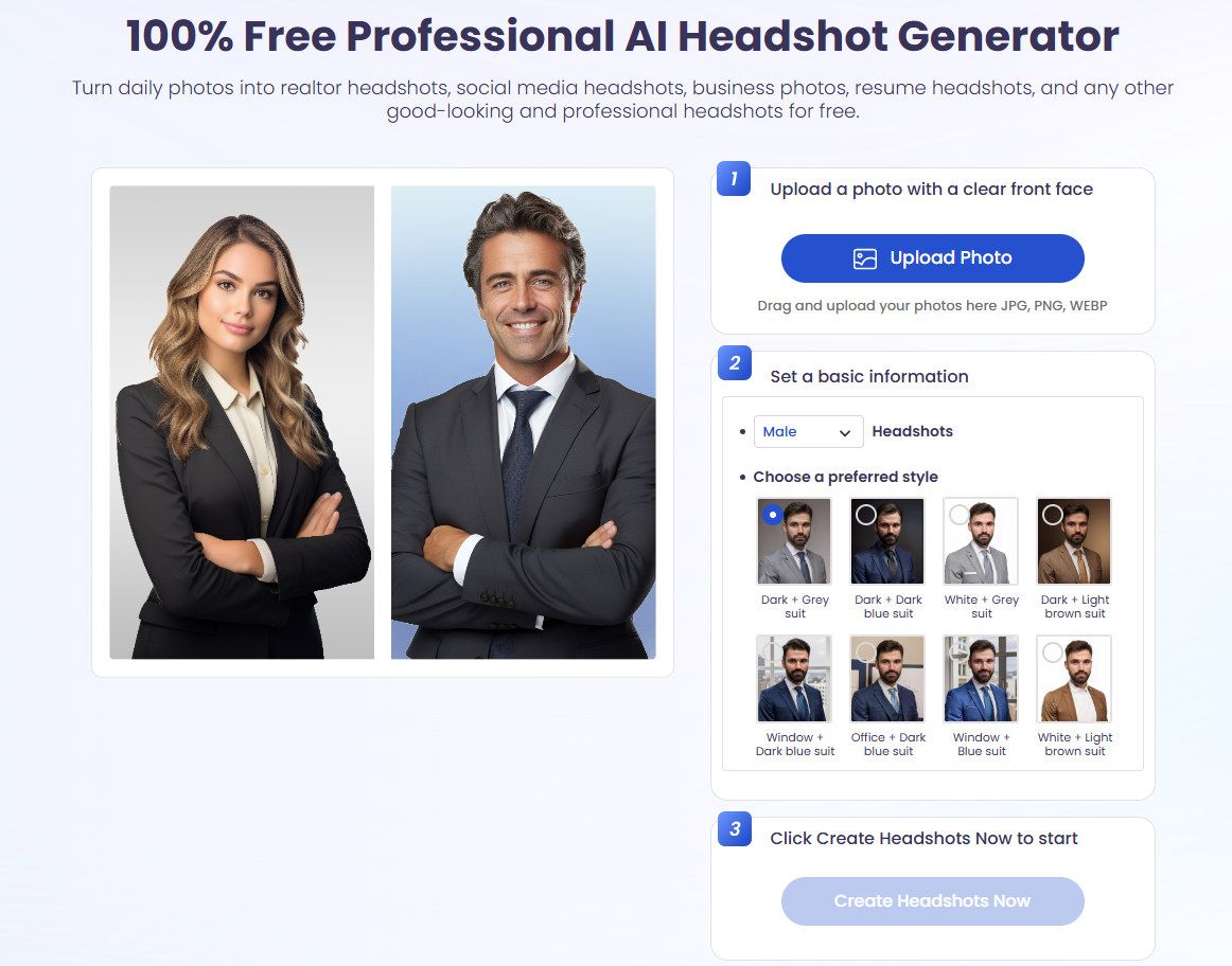 Vidnoz AI Headshot Generator - Best Free AI Face Generator for Business Overall