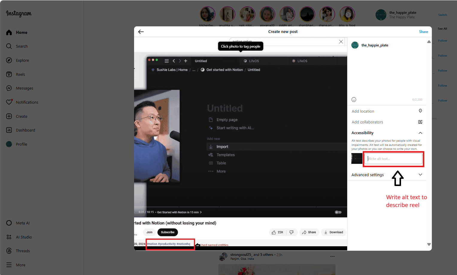 how-to-add-keywords-in-instagram-reels-alt-text