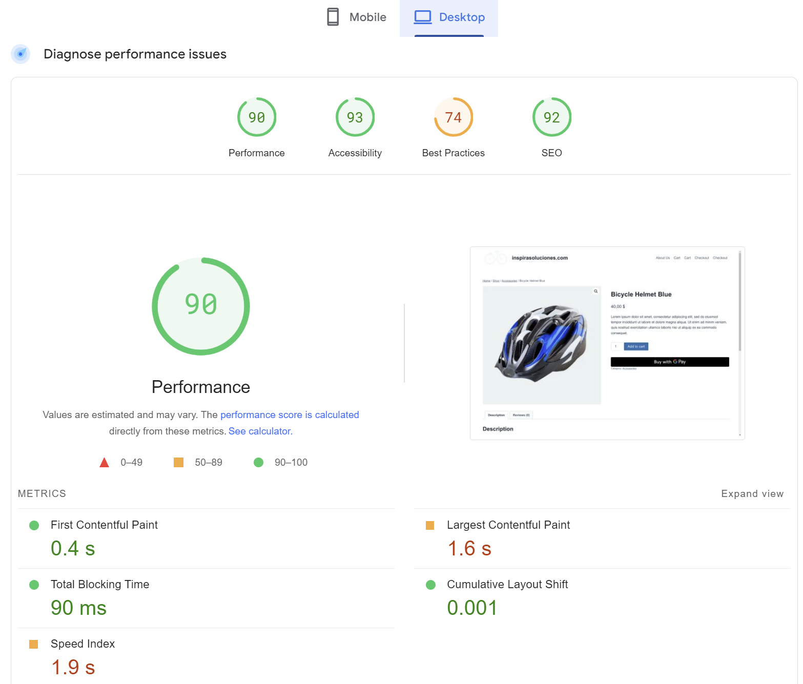 GeneratePress Theme for WooCommerce Speed