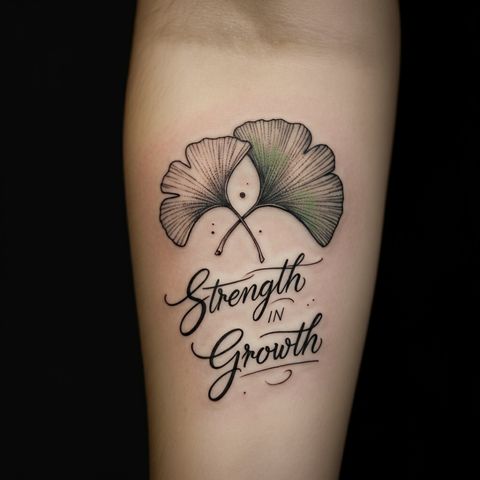 Ginkgo with Calligraphy or Quotes Tattoo
