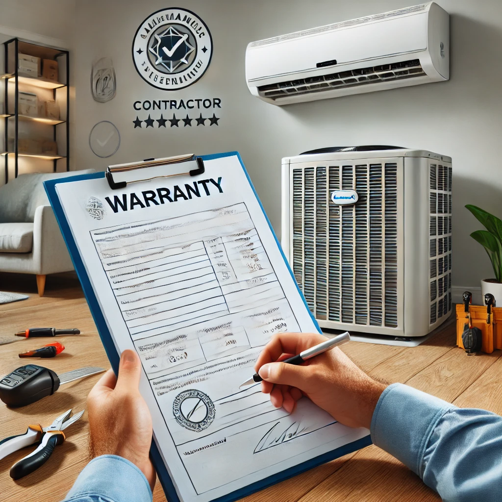 Licensed HVAC tech documenting PTAC serial number and install checklist next to unit.
