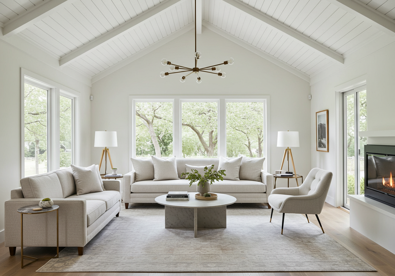 White Vaulted Ceilings with Neutral Tones