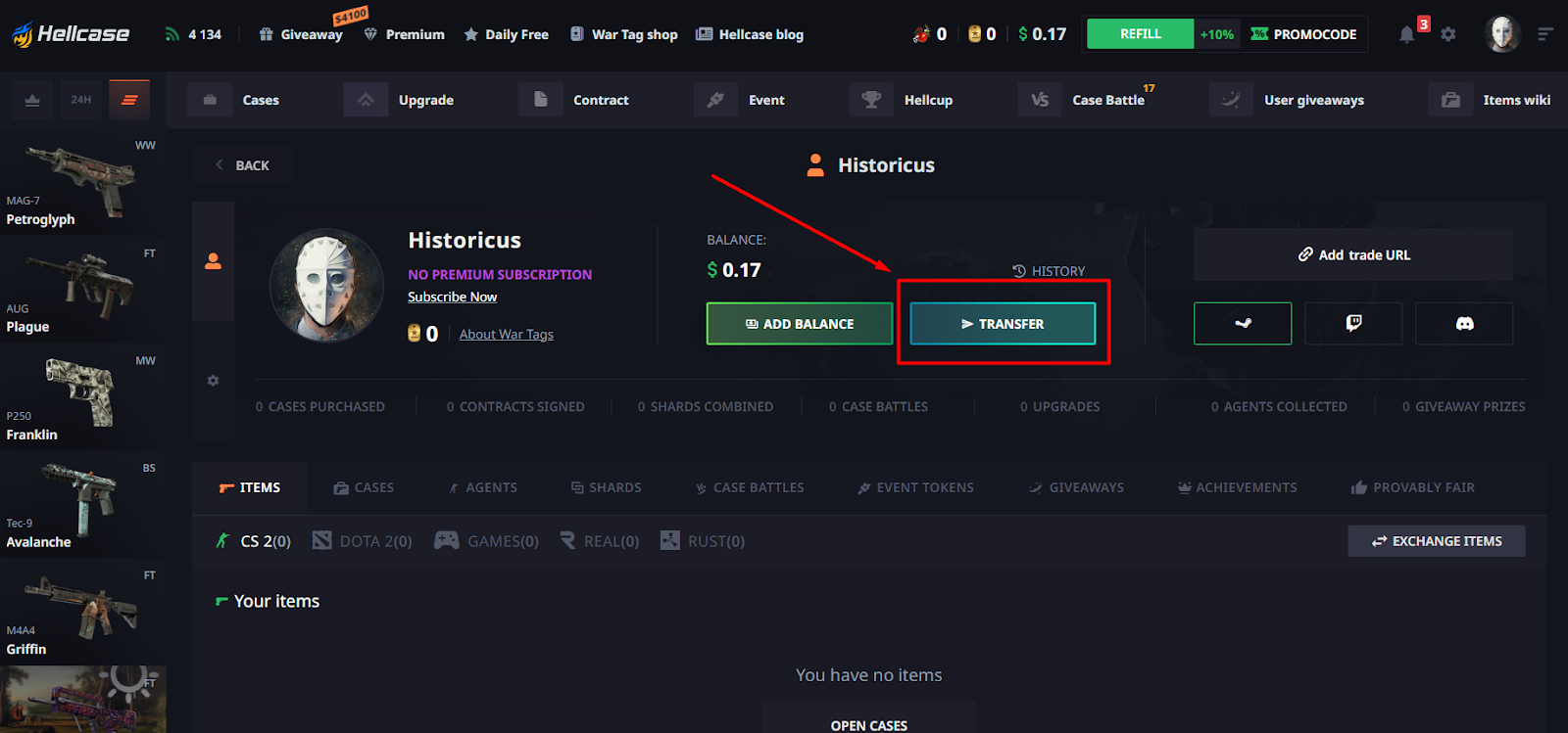 Hellcase transfer process