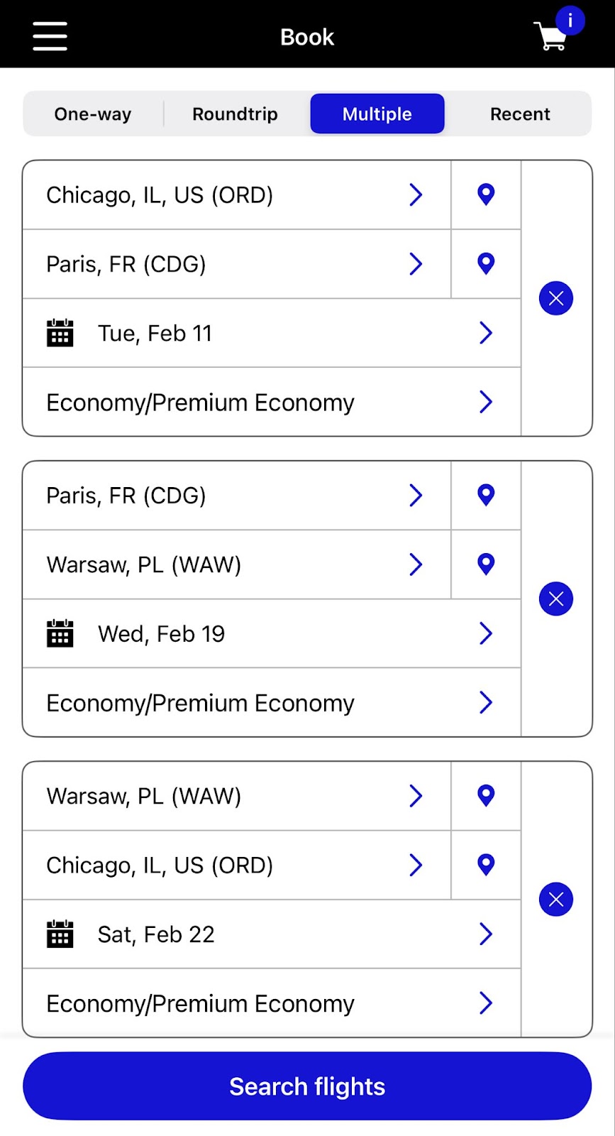 booking a multi-city trip on United