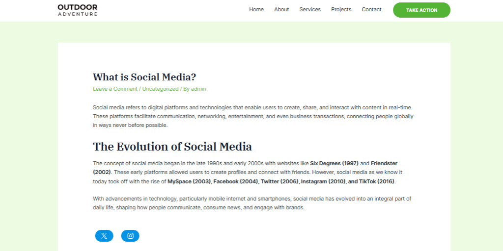 Social Media Icon Example on a Website