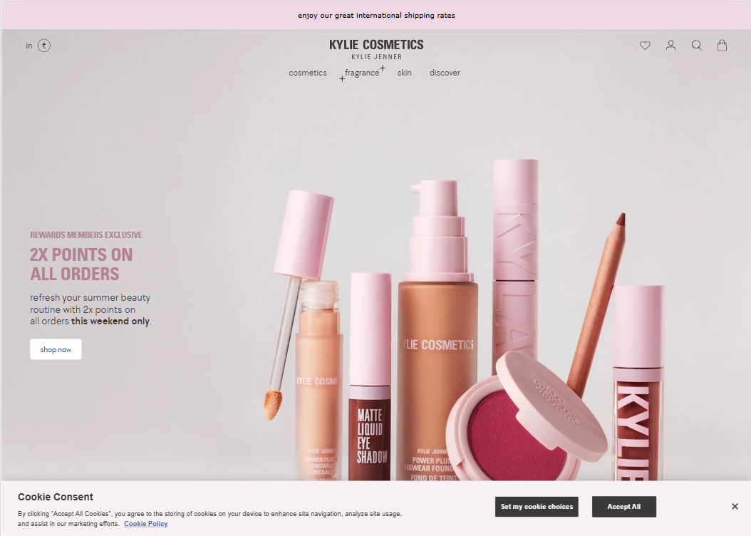 Kylie Cosmetics Website Design