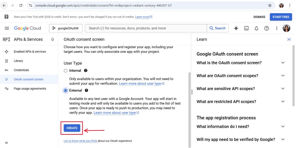 google console oauth consent screen