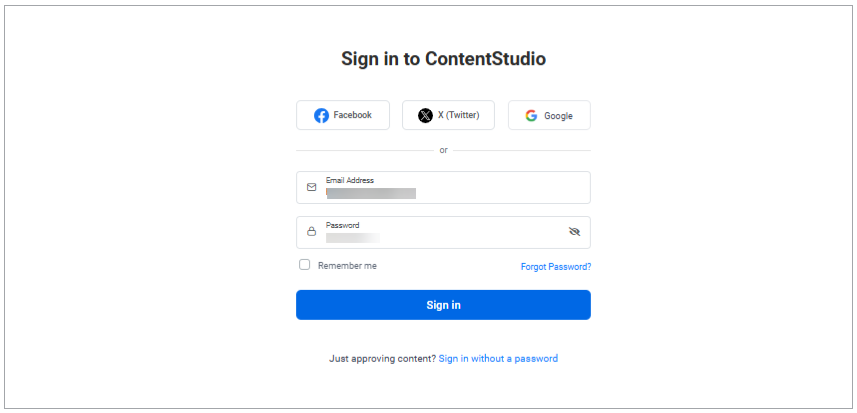 sign into contentstudio