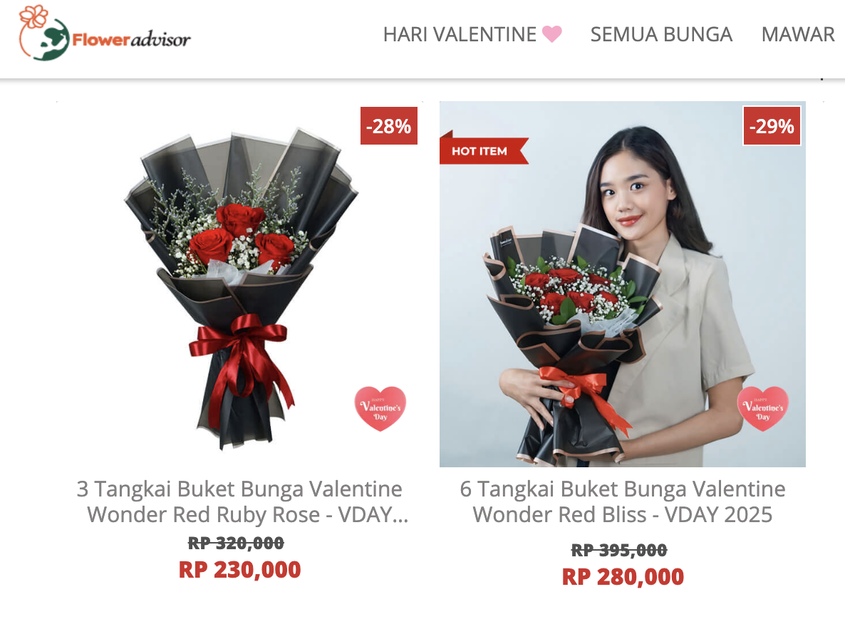 Website Flower Advisor Promo Valentine