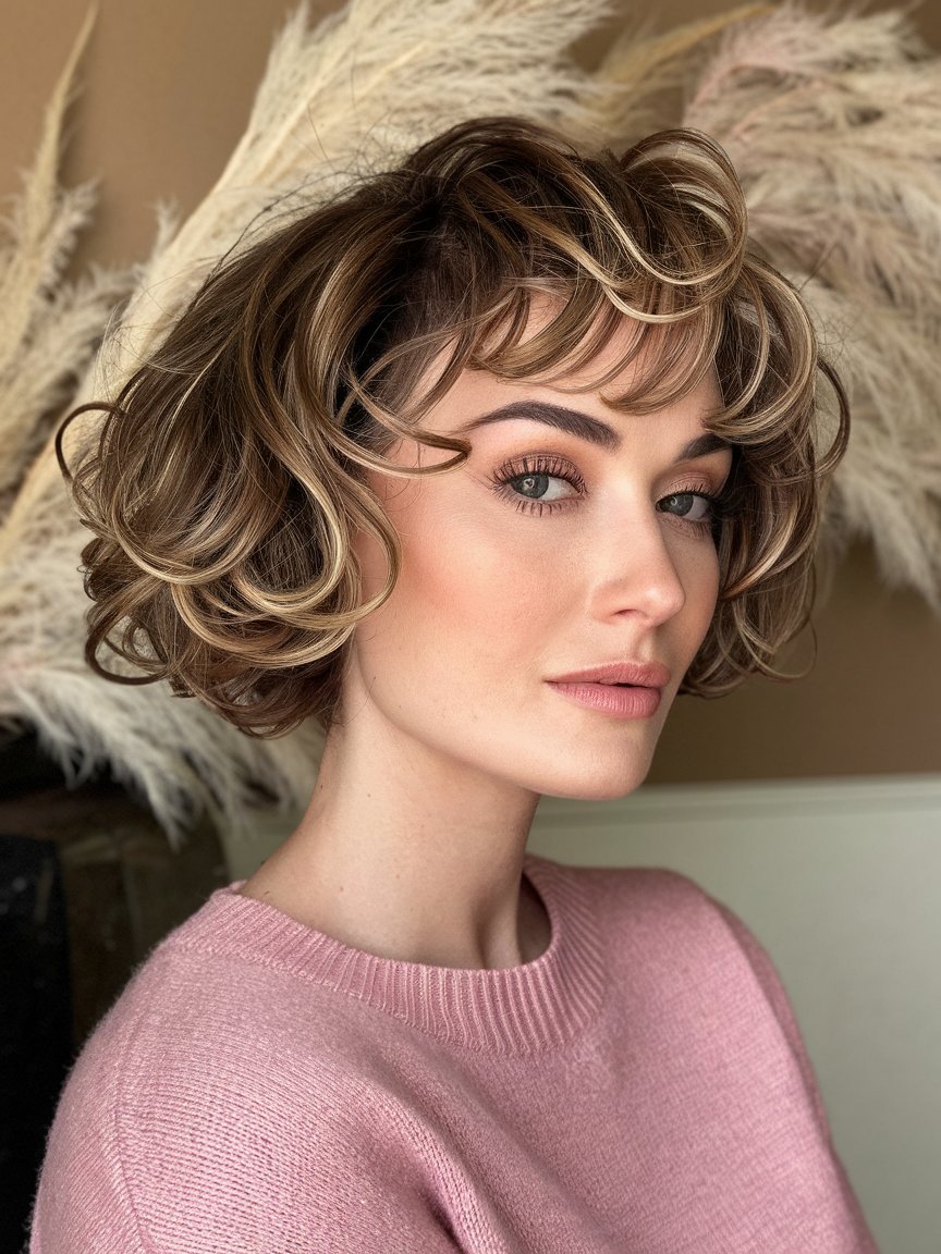 12. Short Curly Bob with Natural Volume