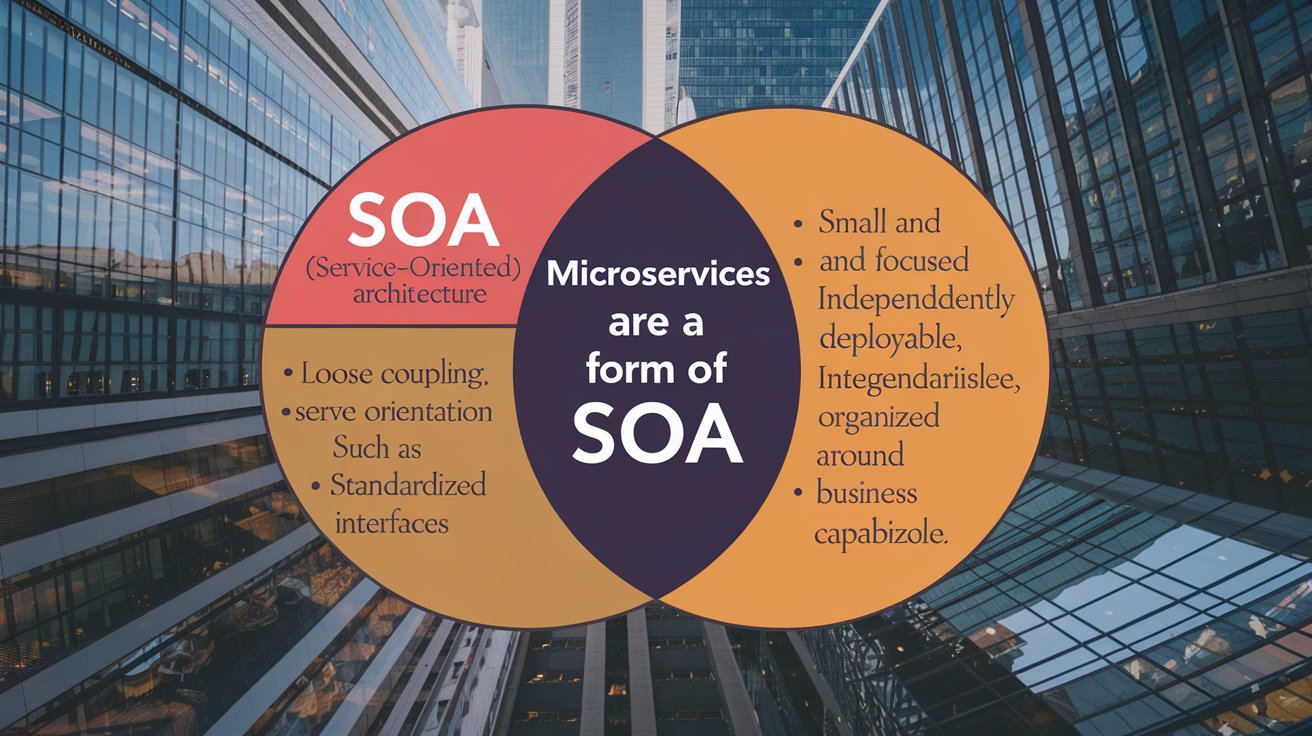 Venn diagram comparing microservices and service-oriented architecture.