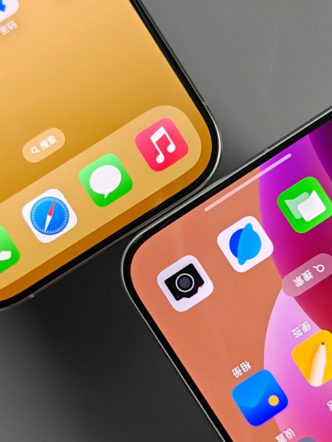 iPhone 16 Pro (atas) dan Oppo Find X8 (bawah)