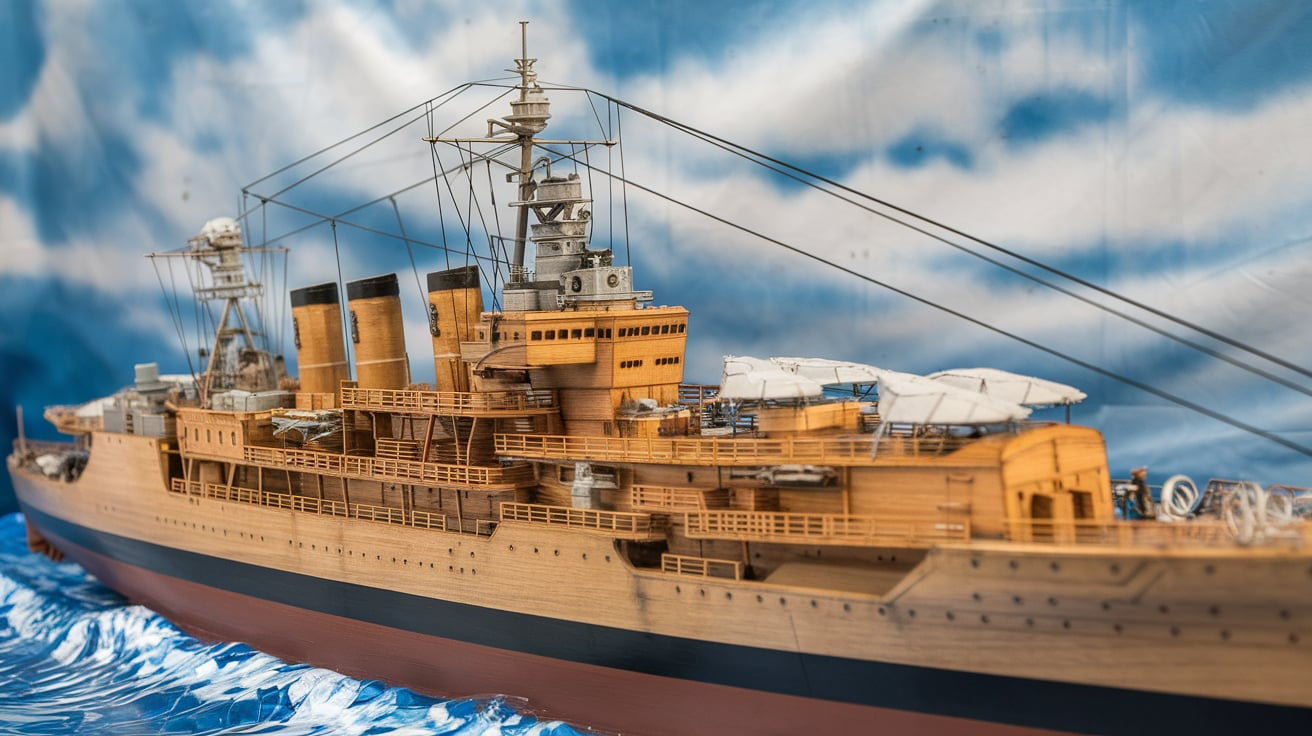 uss yorktown cg48 wooden model ship