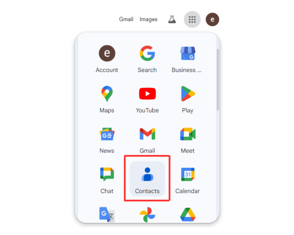How to find contacts in Gmail on Desktop: In the Google Apps, find and click Contacts.