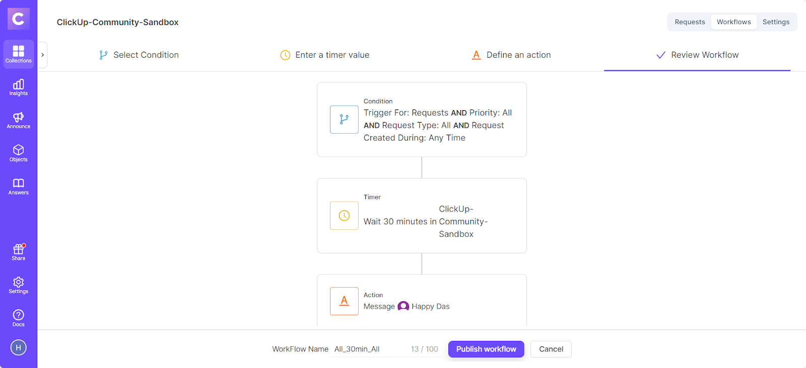 Pictorial representation of customizable workflows in Slack.