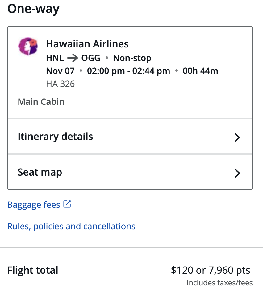 Hawaiian Airlines flight info