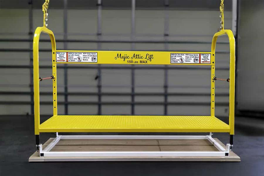 Majic Attic Lift on garage floor