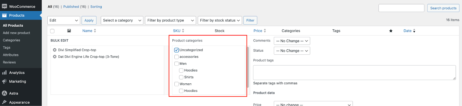 Modify Categories to Uncategorized