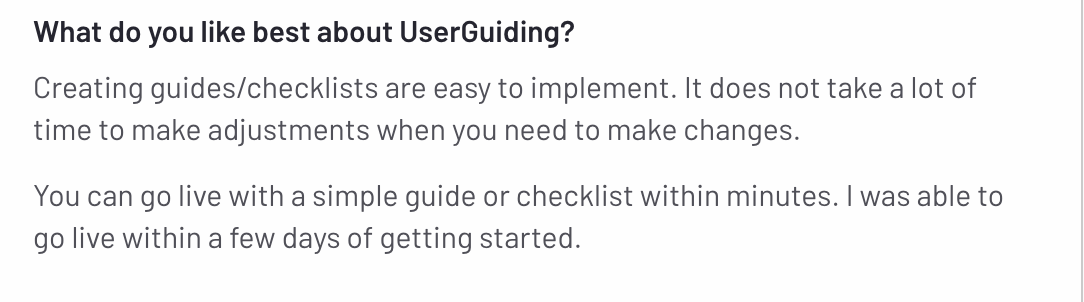 Image showing Userguiding user's review on G2