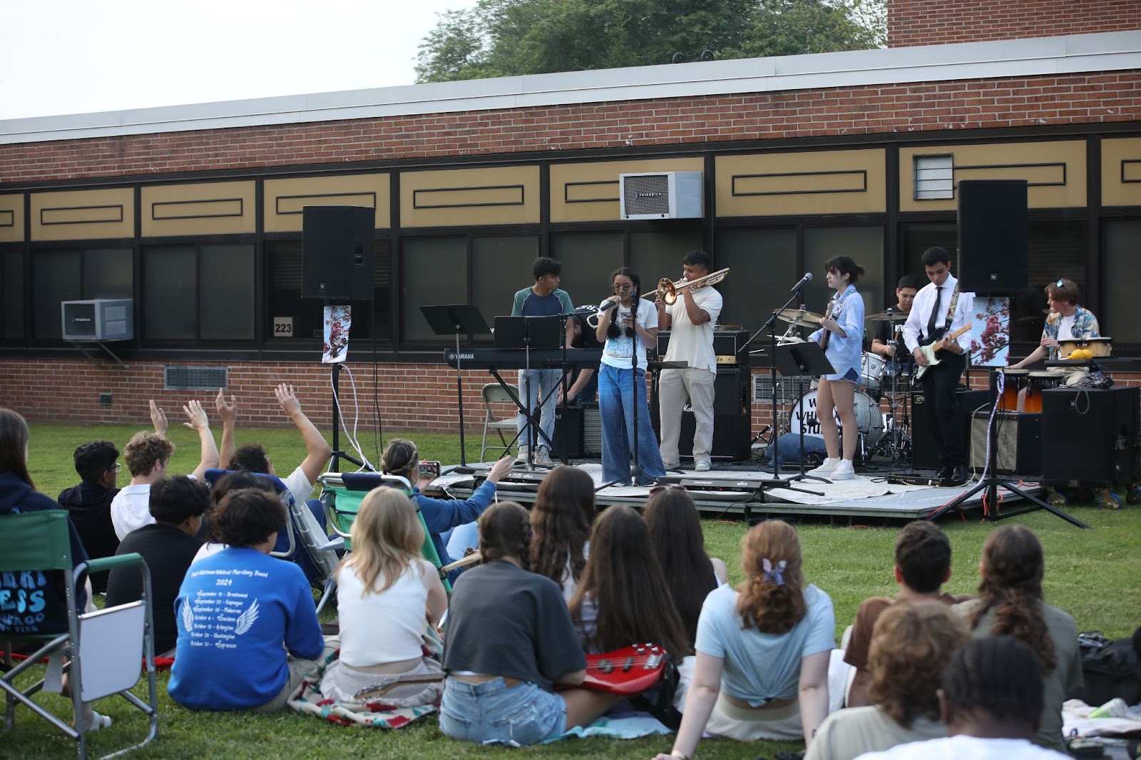 crowd cheering infront of band