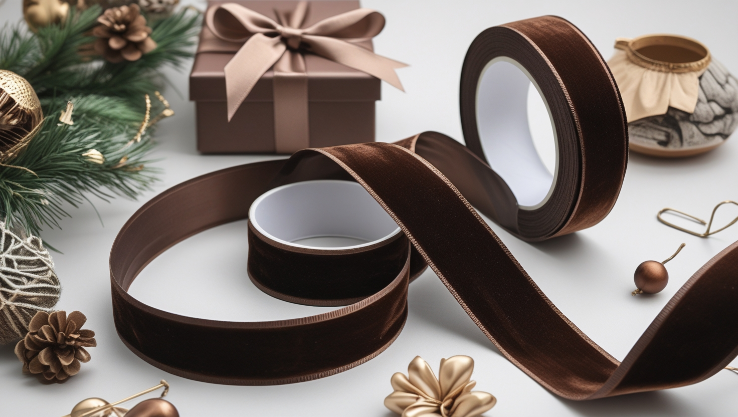 velvet ribbon 16mm x 10m - dark brown italian option​