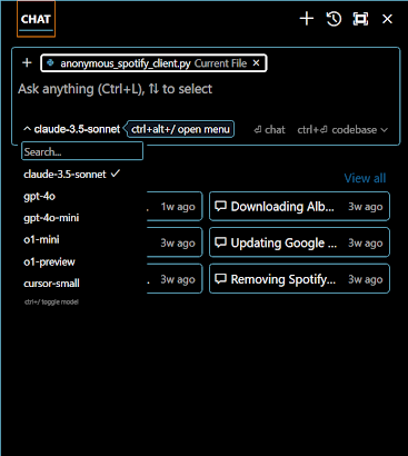 Chat con la base de código en Cursor