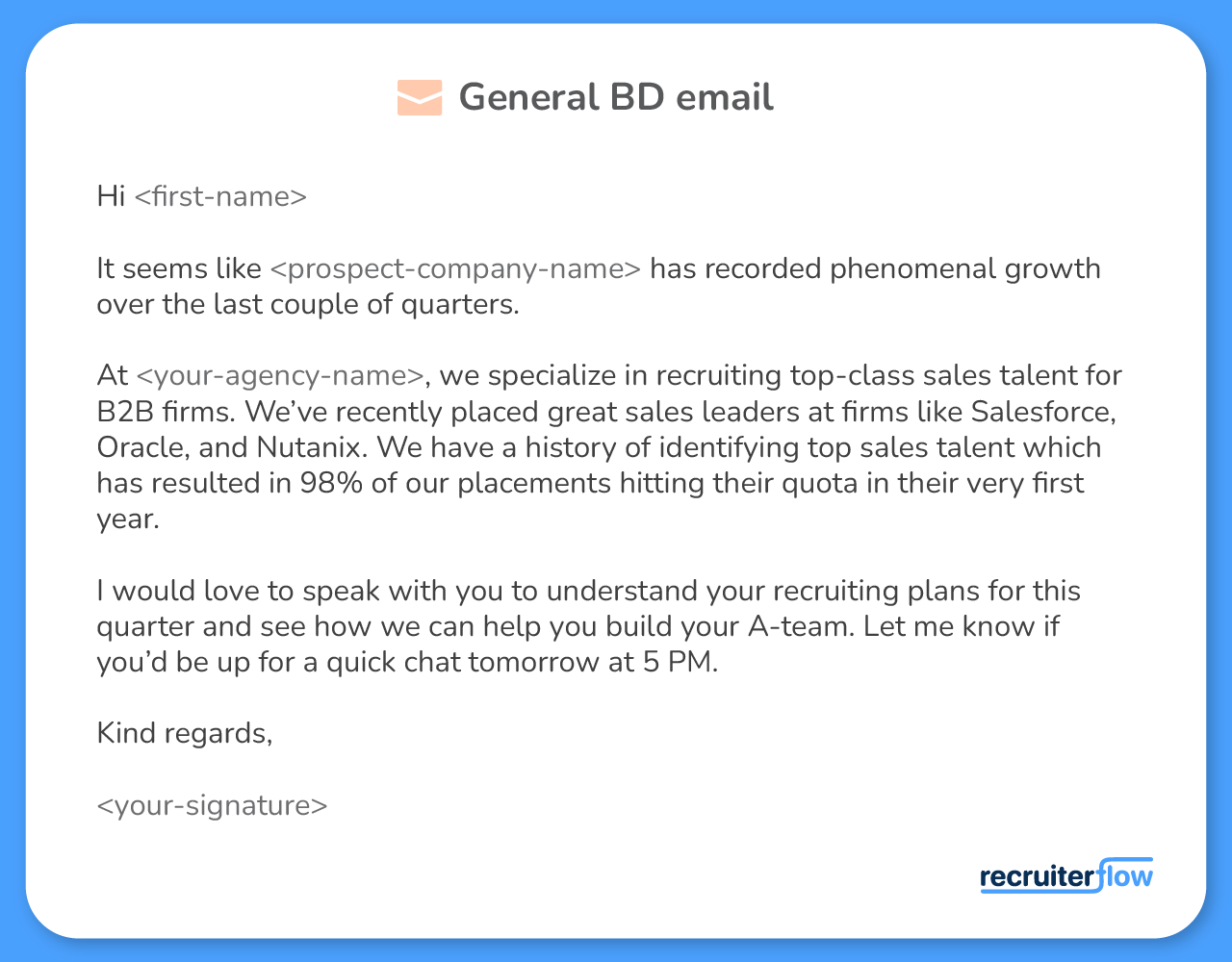 Business Development Recruitment email template