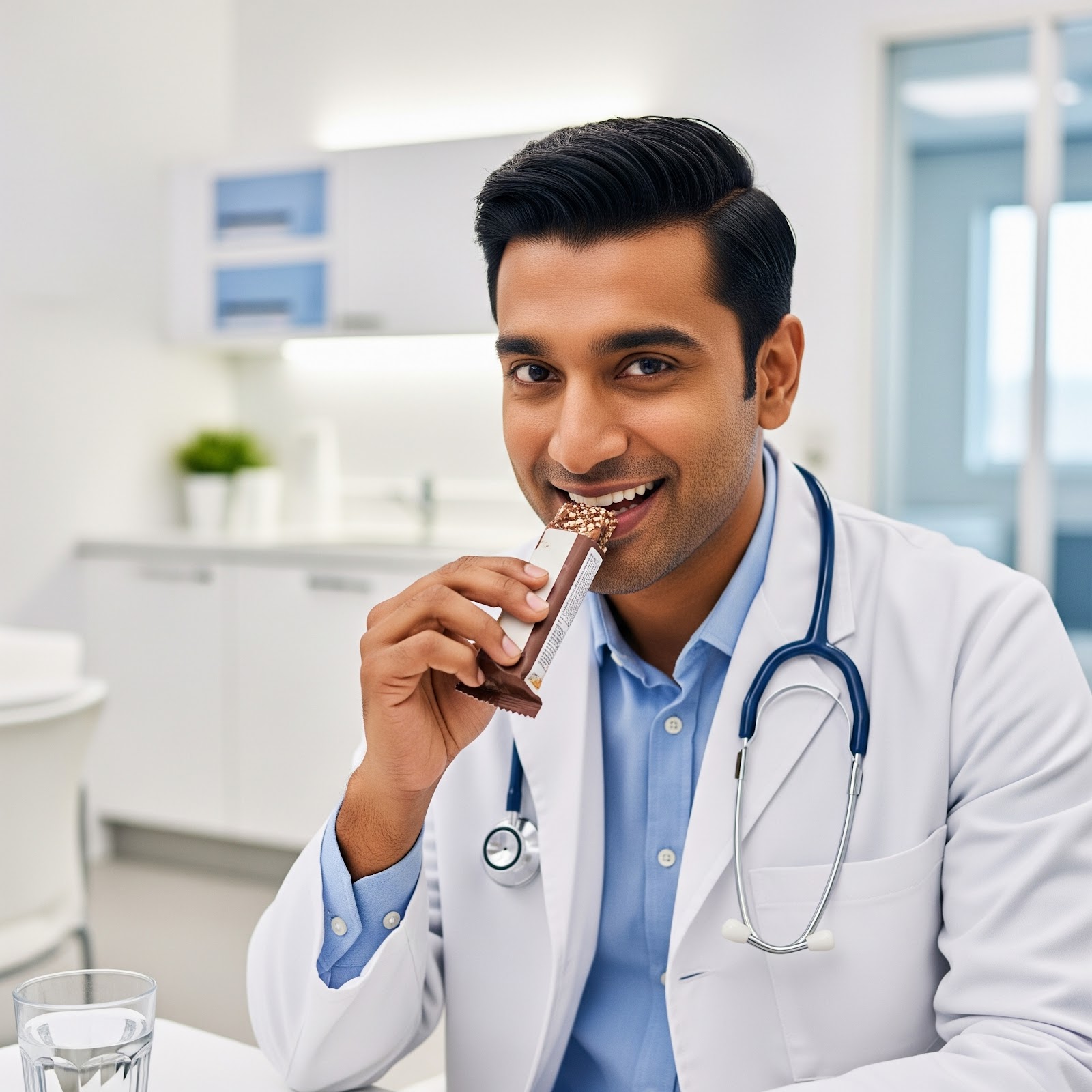 Doctor having healthy snack