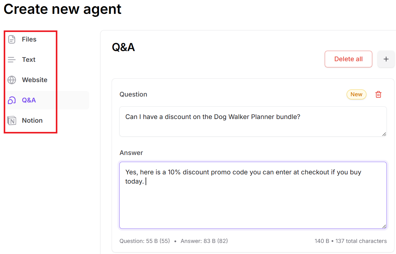 Train your AI chatbot