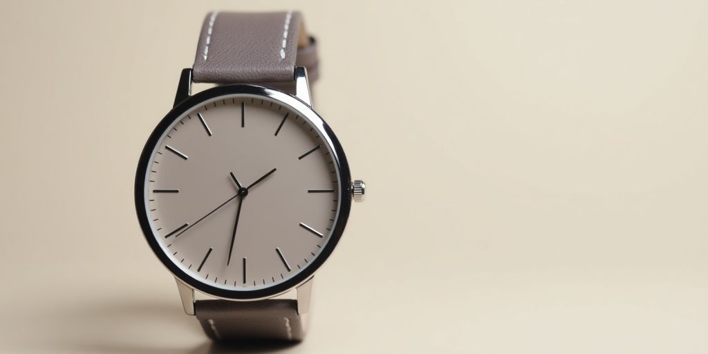 Elegant modern watch with leather strap and minimalist design.