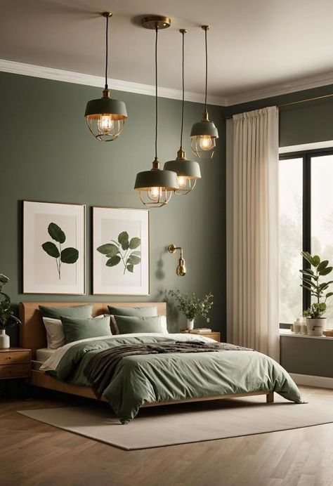 Green, Brown and White for Bedroom