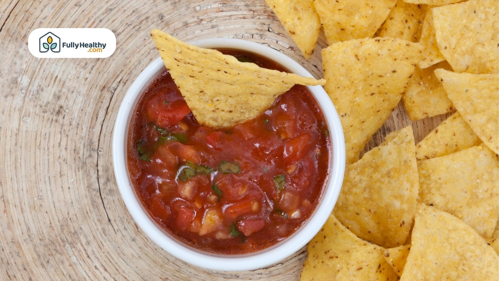 Classic salsa dip with tortilla chips