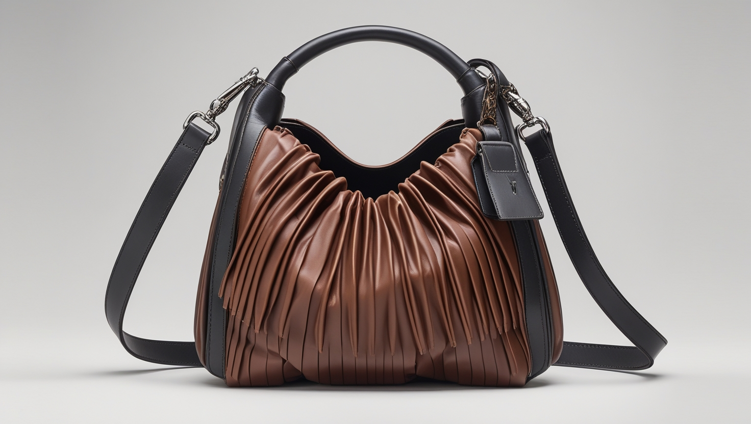 Leather Accordion Hobo Bag Leather Pleated Crossbody Lupo
