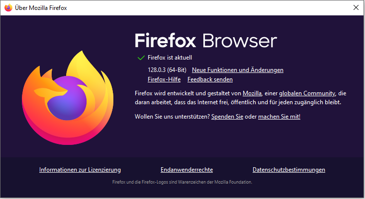 Firefox-Version prüfen bevor Aktualisieren