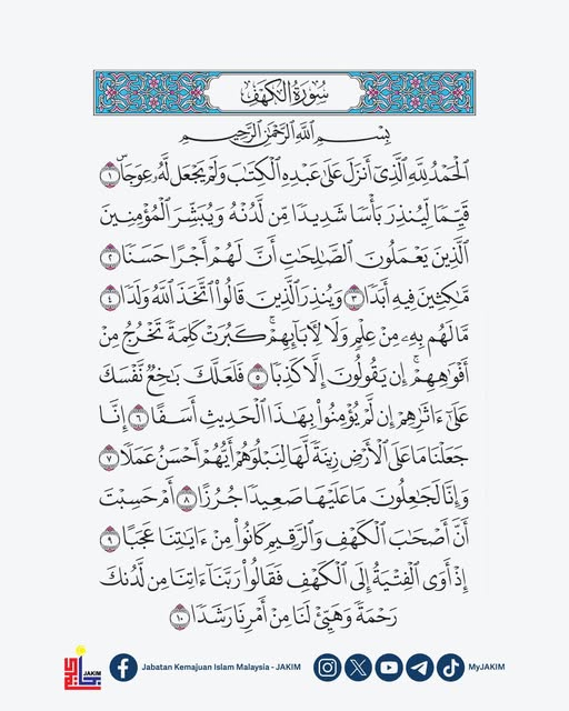 10 Ayat Surah Al Kahfi & Terjemahan Bahasa Melayu