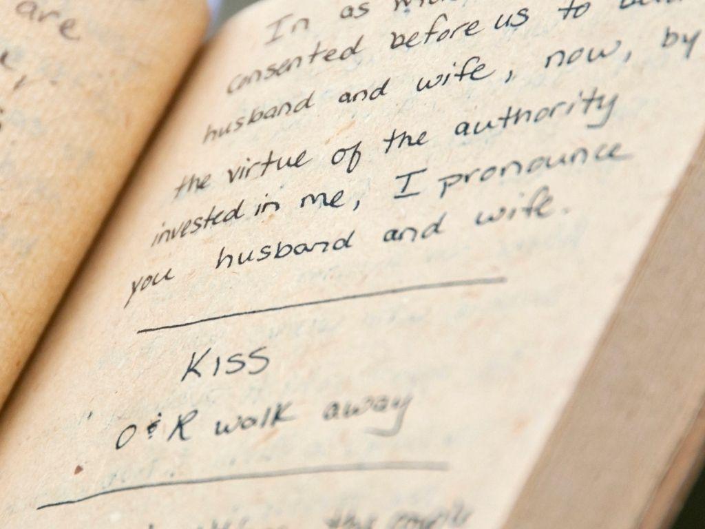 wedding vows written on a book