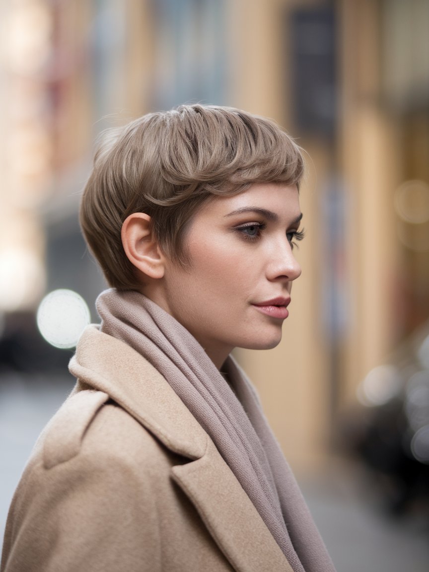 26. Sleek Rounded Pixie with Tapered Nape