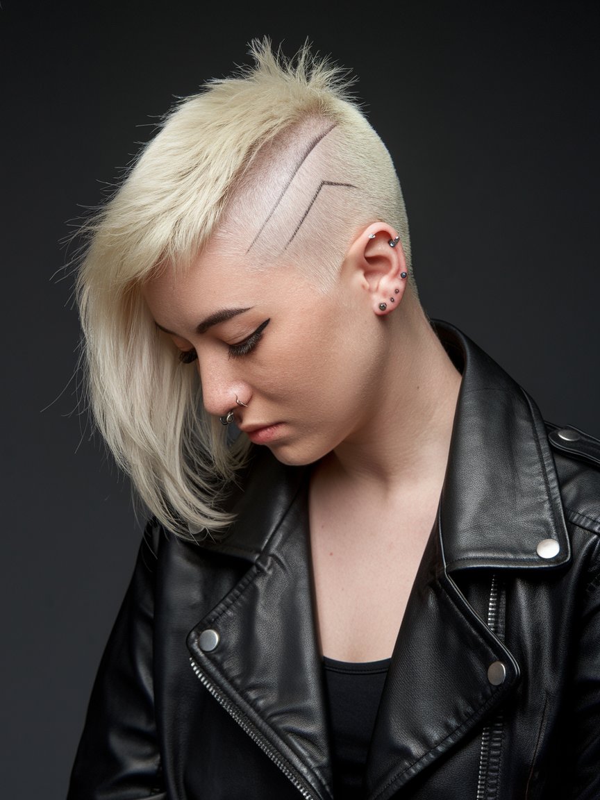 10. White Blonde Cut with Buzzed Sides