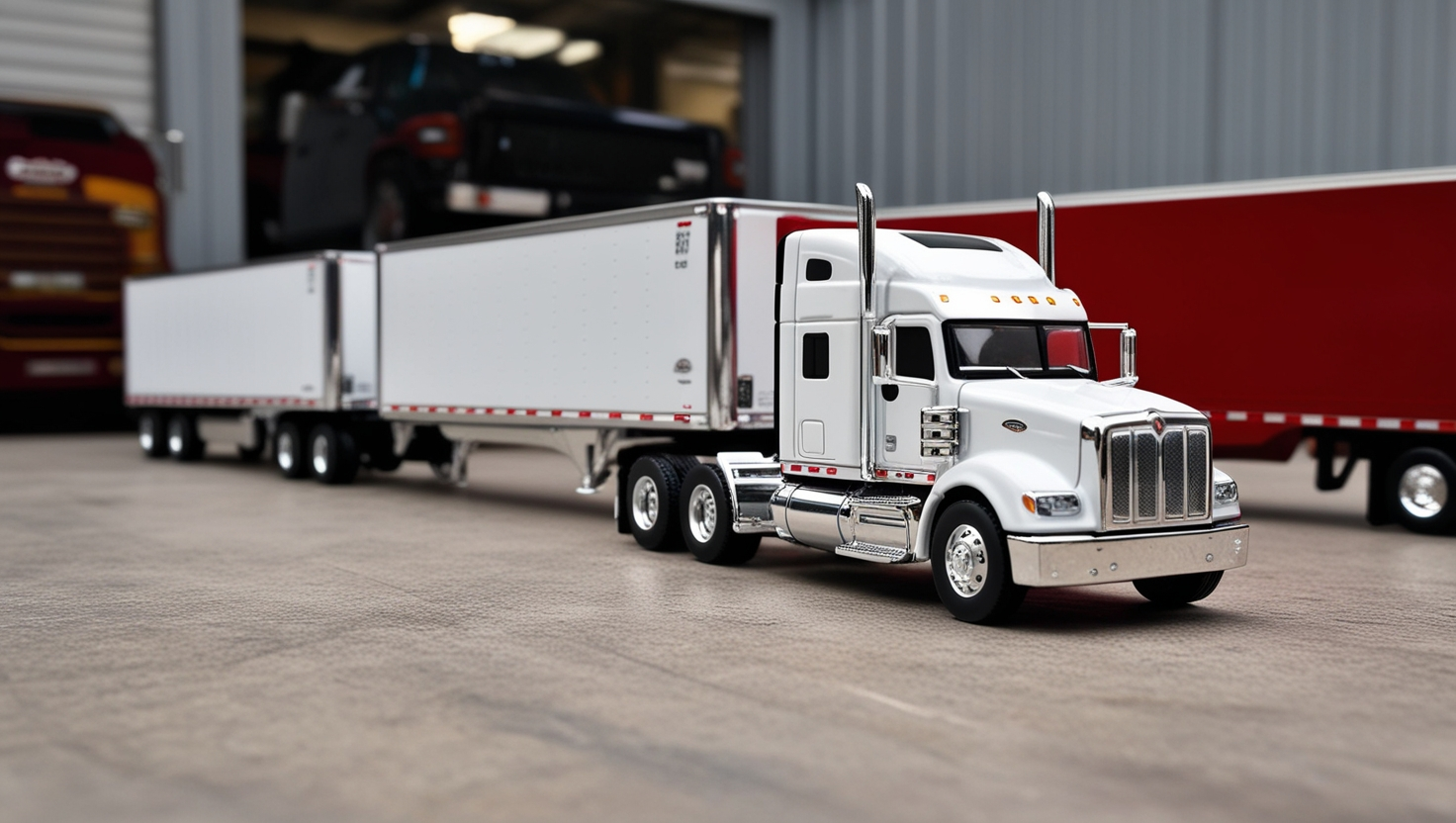 ﻿Diecast Peterbilt Semi with Side Stacks Lights and Sleeper Merchandise